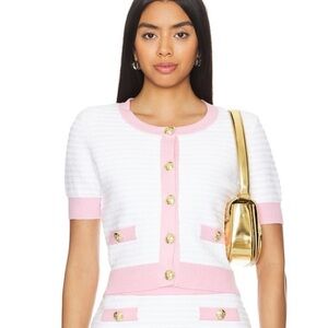 Harper cardigan in white and pink - Brand NEW, with tags, gorgeous! So cute!!!
